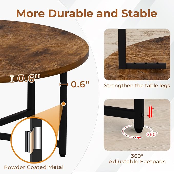 Coffee Table, 31.5" Large Round Coffee Table - Image 6