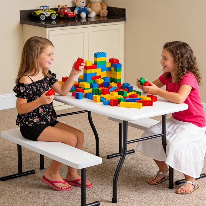 Picnic Table, 38 Inch Outdoor Picnic Table Set - Image 4