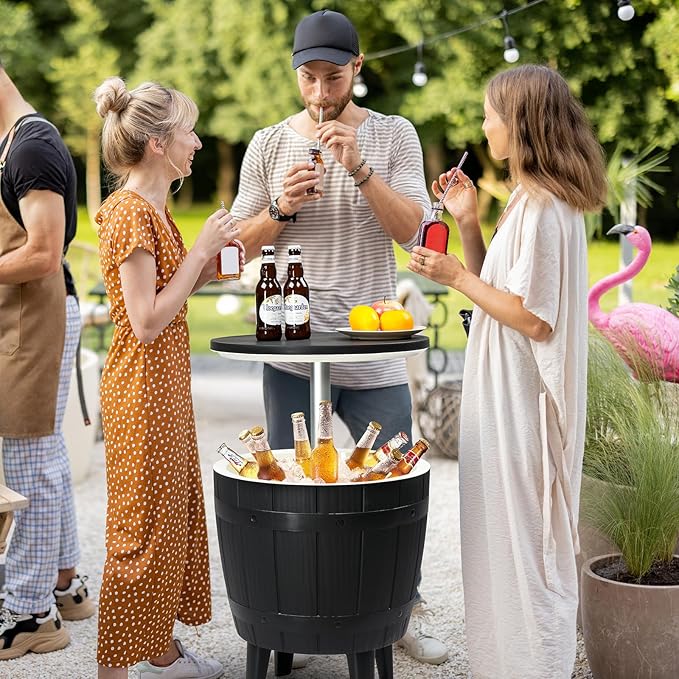 VINGLI 10 Gallon Patio Cooler Table, Portable Outdoor Party Bar - Image 2