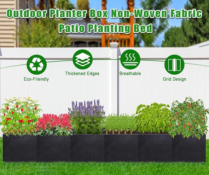 POILKMNI 12x2x1ft Fabric Raised Garden Bed - Image 4
