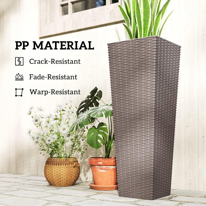 Outsunny 32 Inch Tall Planters for Outdoor Plants, Stackable Tapered Planters - Image 7