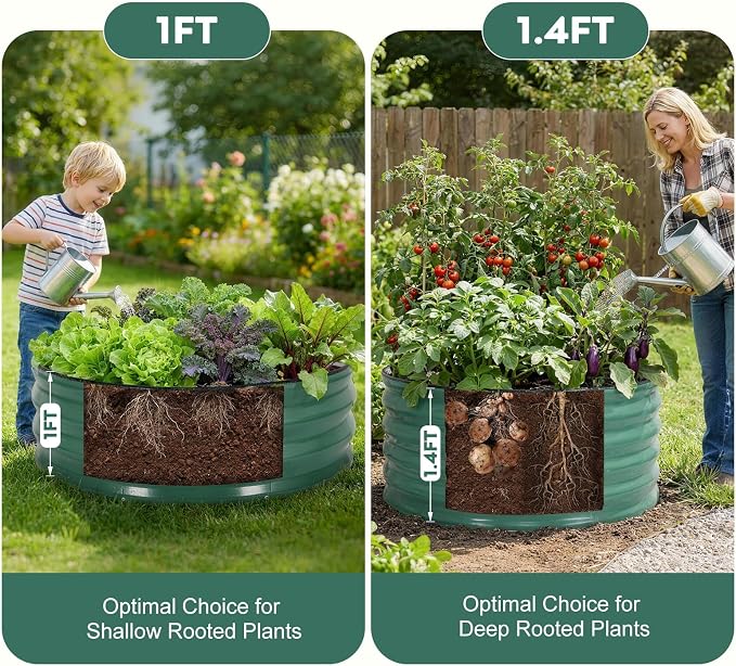 ZORMY Galvanized Raised Garden Bed Outdoor, Round Metal Planter Boxes 2 Pcs - Image 8