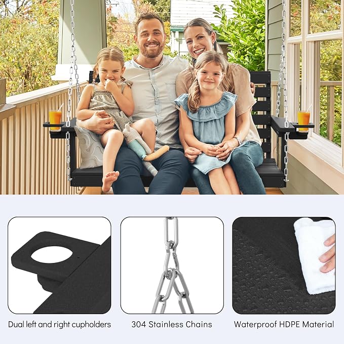 Plawdlik Porch Swings, 2 Seat Patio Chair - Image 5