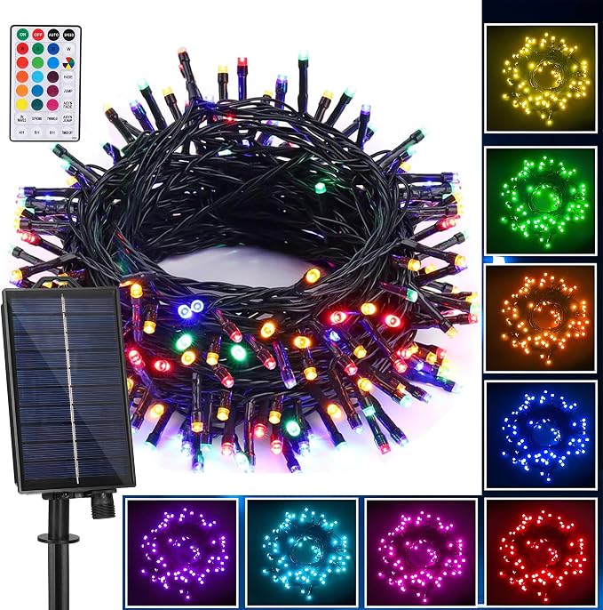 XEWEA Solar String Lights Outdoor, 40Ft 16 Colors 100 LED String Lights by XEWEA
