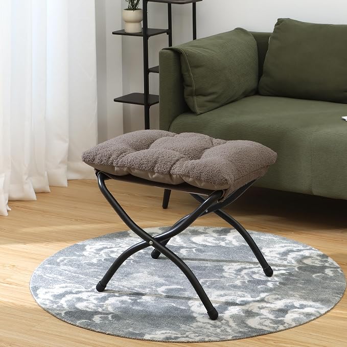 15" Folding Ottoman, Foldable Footrest Stool, Portable Small Foot Stool - Image 4
