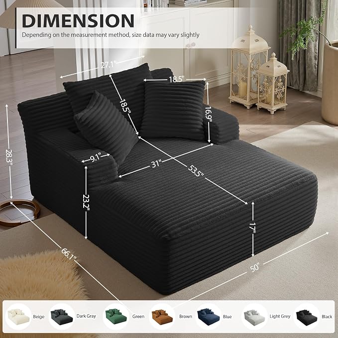 50 Inches Chaise Lounge Indoor, Oversized Chaise Lounge Chair - Image 2