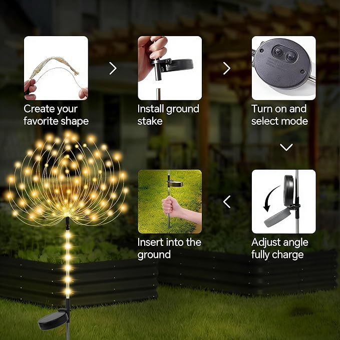 Garden Decor Solar Lights Outdoor, 155LED 8 lighting modes pole light - Image 4