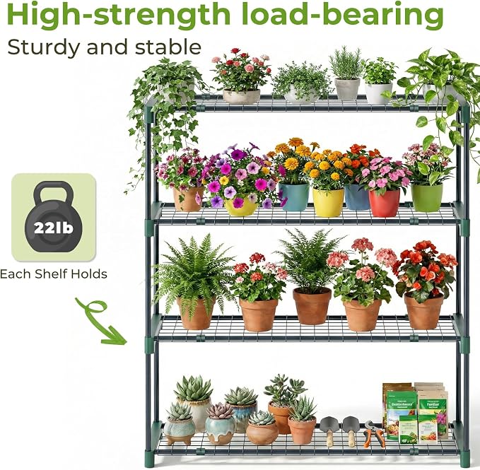 Ohuhu Plant Greenhouse Shelves 4 Tier 2 Pack Extra-Wide Stable Green House - Image 4