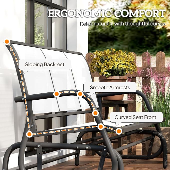 Outsunny 3-Person Patio Glider Bench, Outdoor Porch Glider Swing - Image 9