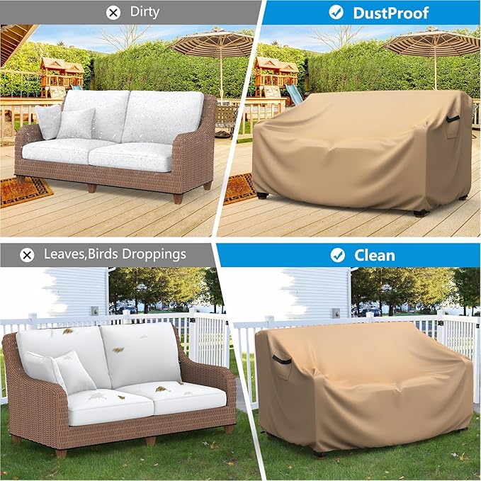 Heavy Duty Patio Sofa Cover, Mrrihand 2-Seater Outdoor Sofa Loveseat Cover - Image 5