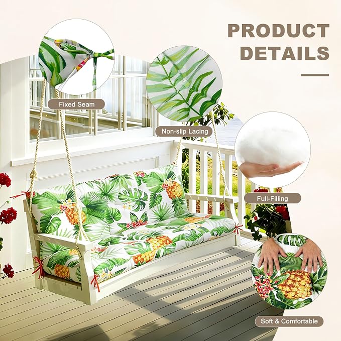 Porch Swing Cushion with Backrest, Waterproof Bench Cushion - Image 5