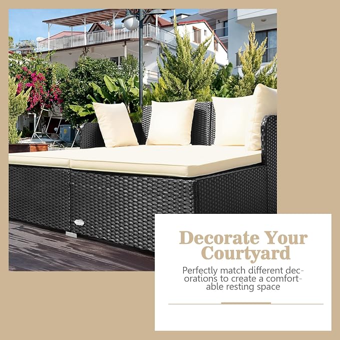 HAPPYGRILL Outdoor Daybed Rattan Wicker Patio Daybed - Image 7