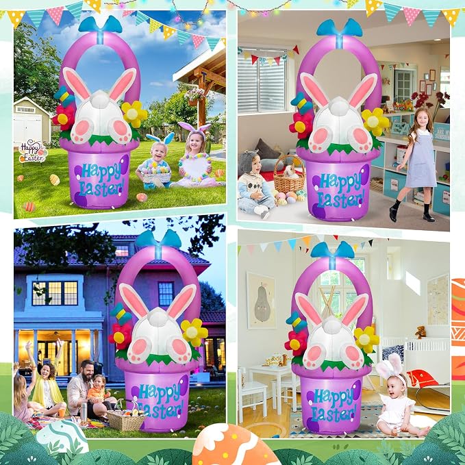 MICOCAH 6 FT Easter Inflatables Outdoor Decorations, Inflatable Easter Bunny - Image 4