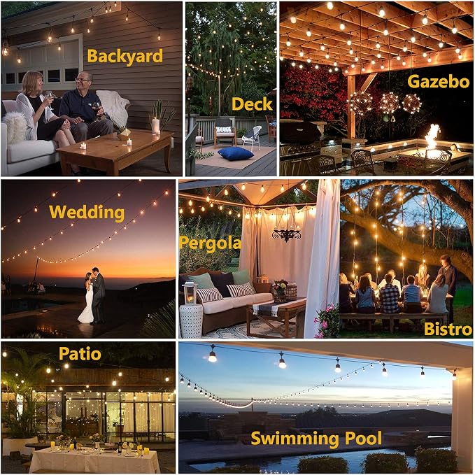 Outdoor Patio String Lights 100FT Waterproof IP65 Heavy Duty String Lights - Image 3