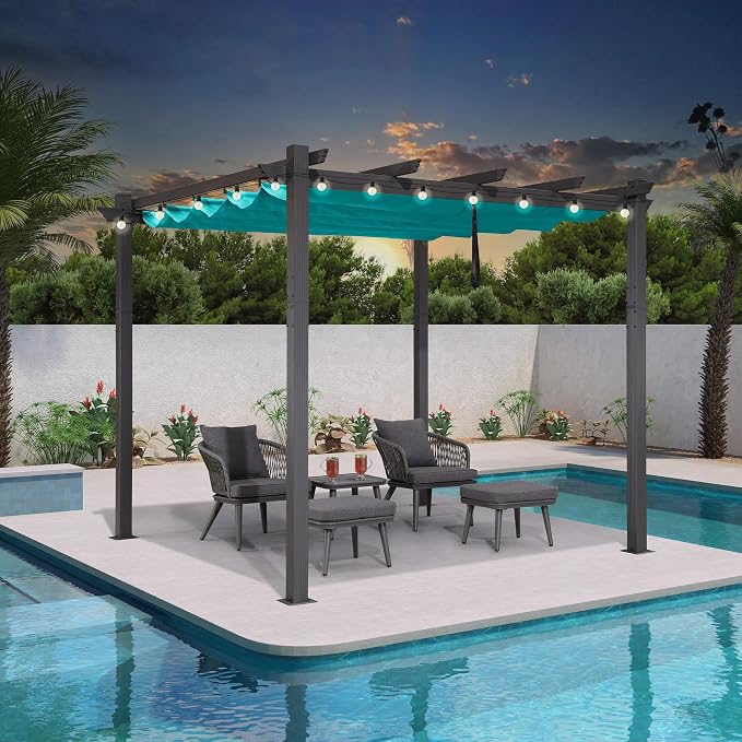 PURPLE LEAF 10' X 10' Outdoor Retractable Pergola by PURPLELEAF