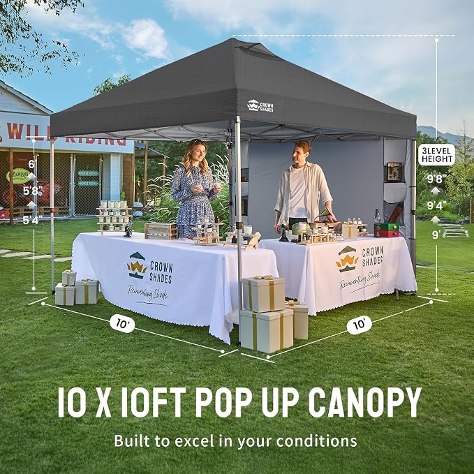 CROWN SHADES Canopy Tent 10x10 Pop Up Canopy Outdoor Shade - Image 7