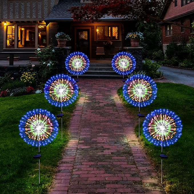 Solar Garden Firework Lights Outdoor Waterproof 4 Pack Solar Powered Art Stake - Image 7