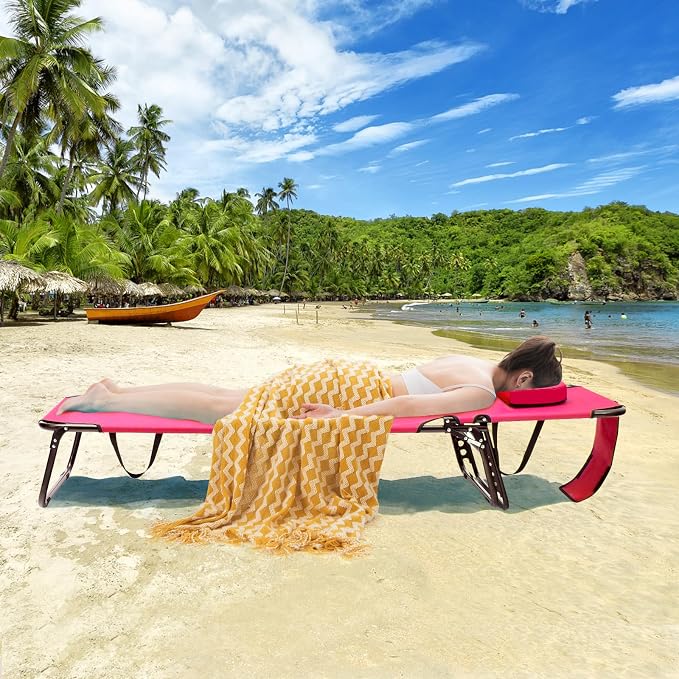 GYMAX Tanning Chair, 350lbs Beach Lounge Chair - Image 8