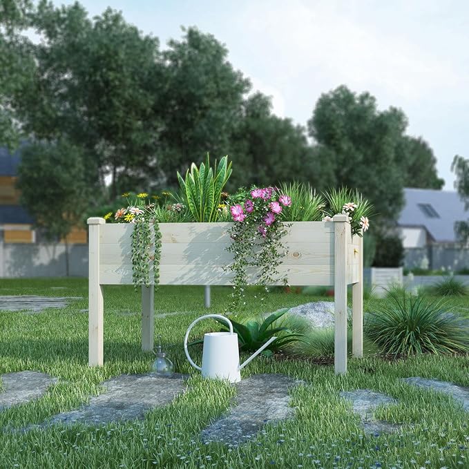 BIRASIL Outdoor Raised Garden Bed, Wood Planter Box - Image 8