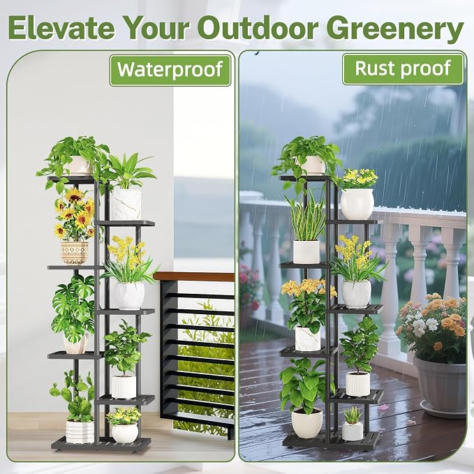 iDavosic.ly Plant Stand with Grow Light Indoor Outdoor, 6-Tier Tall Metal - Image 6