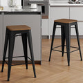 Alunaune 30" Metal Bar Stools Set of 2 Stackable Counter Height Barstools by HomeFurniture
