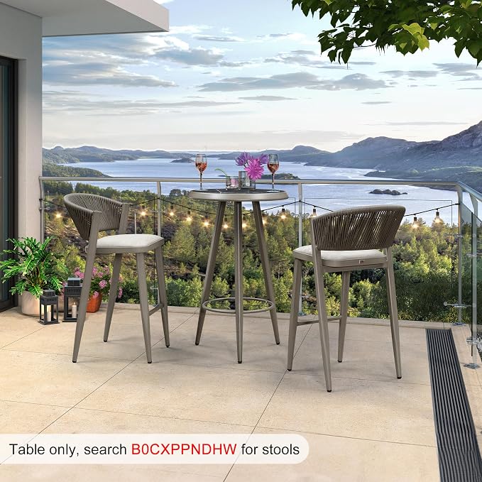 PURPLE LEAF Outdoor Round Bar Table Patio Height Pub Bistro Table Kitchen Bar - Image 6