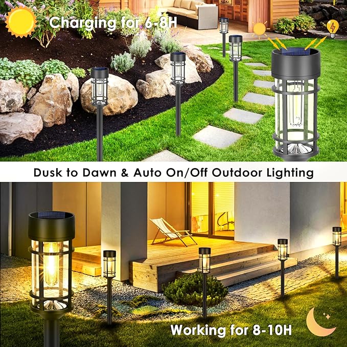 Mancra Solar Pathway Lights, 8 Pack LED Solar Lights Outdoor Waterproof - Image 5