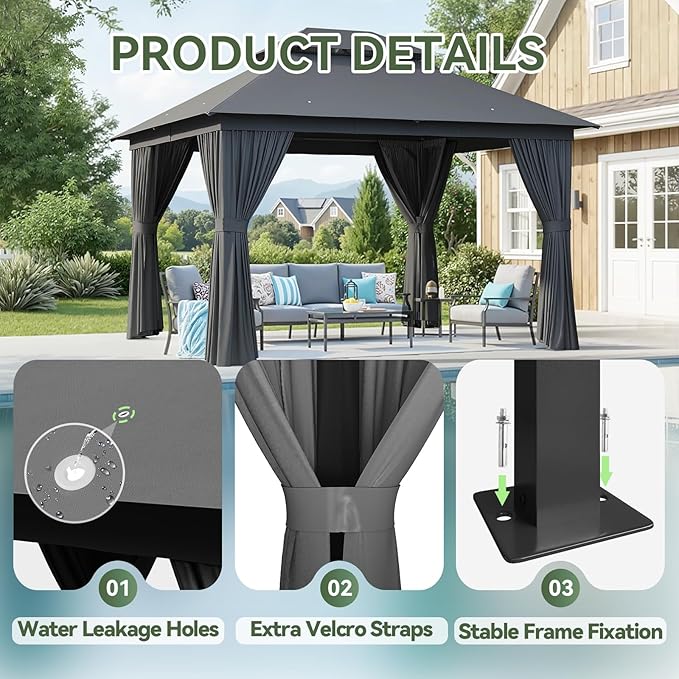 Aoxun 10x12 Outdoor Gazebo - Image 7