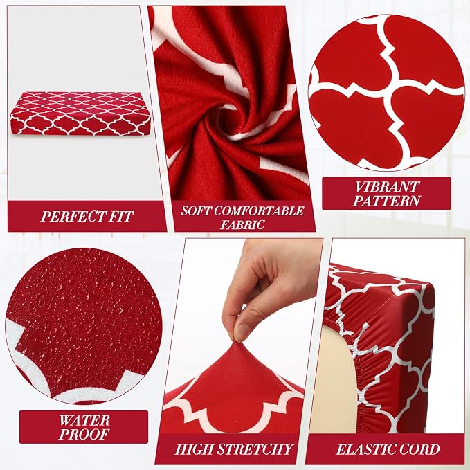Newwiee 8 Pcs Stretch Patio Outdoor Cushion Covers Waterproof Replacement Sofa - Image 6