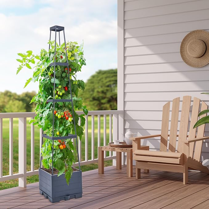 GENMOUS Raised Garden Bed with Tomato Planter Box Trellis, Tomato Planter Cage - Image 7