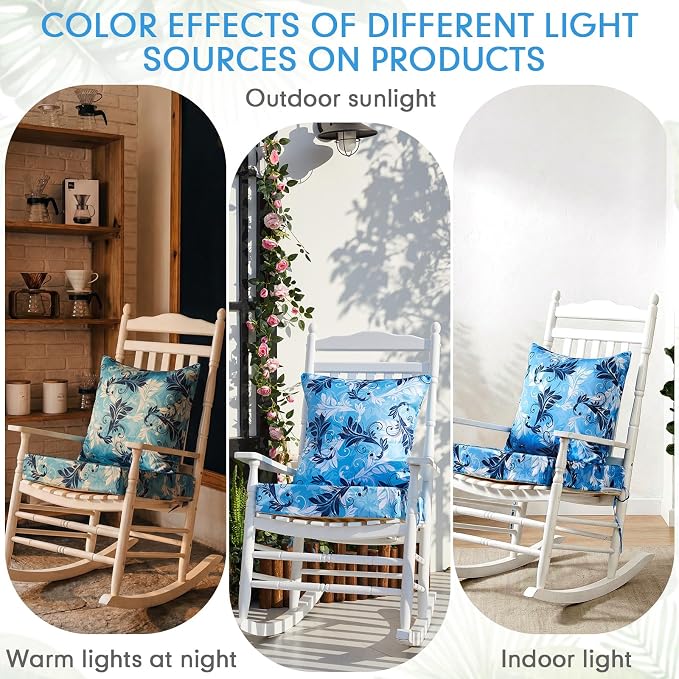 Hoteam 4 Set Outdoor Chair Patio Cushions 20 x 20 Inch Deep Seat Waterproof - Image 3