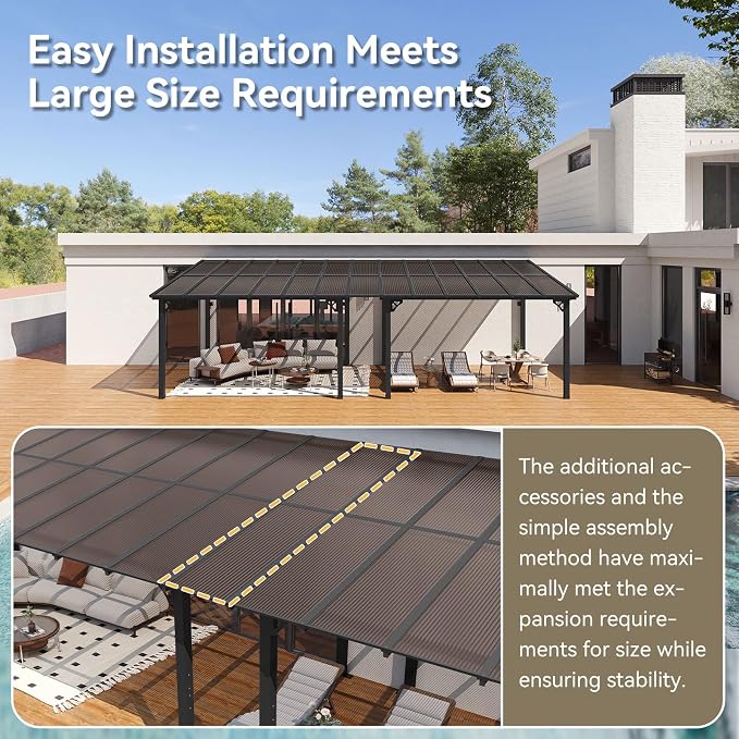 Aoxun 26' x 10' Pergola for Patio, Gazebo - Image 7