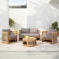 Merax 4-Piece Patio Premium Acacia Wood Outdoor Furniture Set, All Weather by Merax