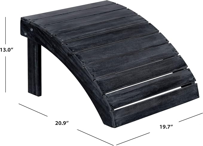 Safavieh PAT6701K Outdoor Collection Mopani Ottoman, Dark Slate Grey - Image 9