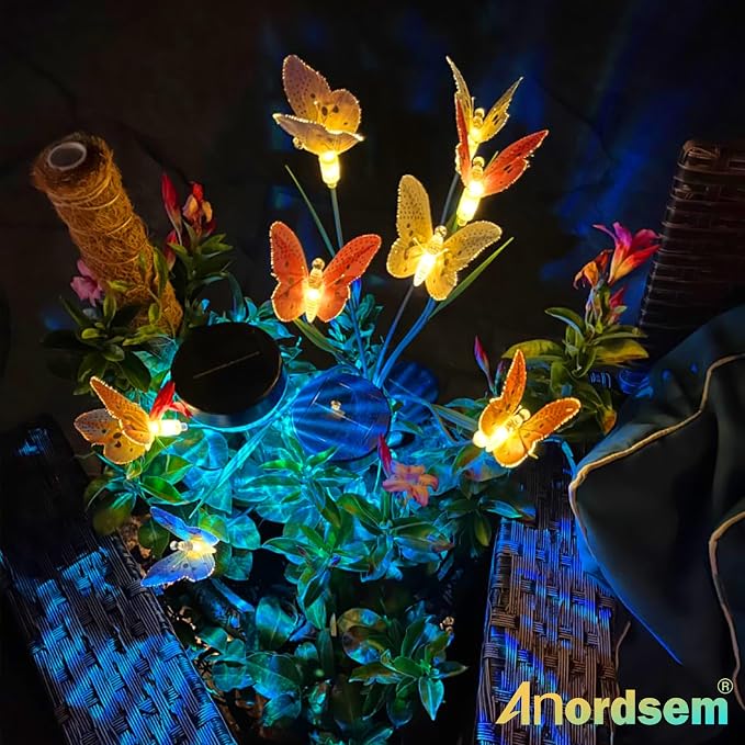 Anordsem Solar Garden Lights Outdoor: 8 Removable Fiber Optic Fabric - Image 2