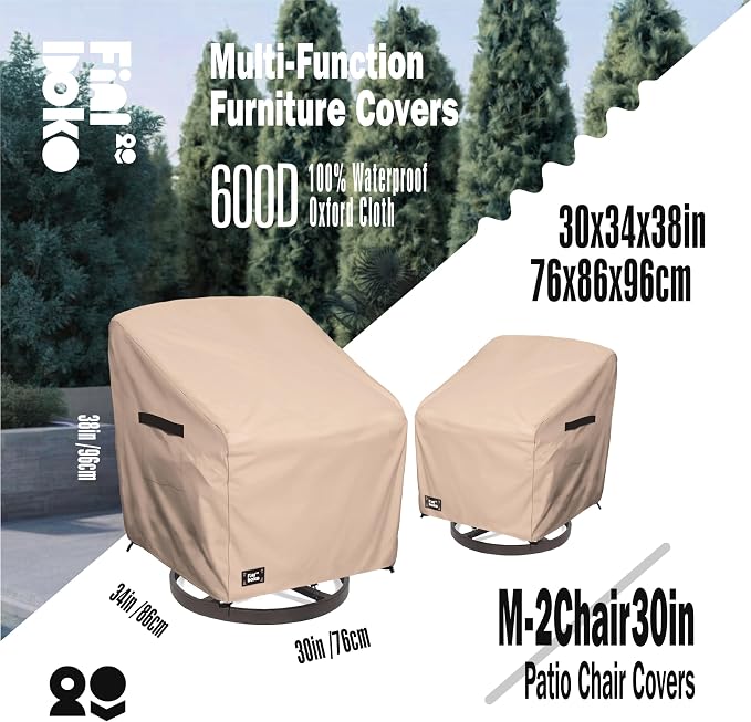 Outdoor Chair Covers 2 Pack, 100% Waterproof Heavy Duty Patio Furniture Cover - Image 2