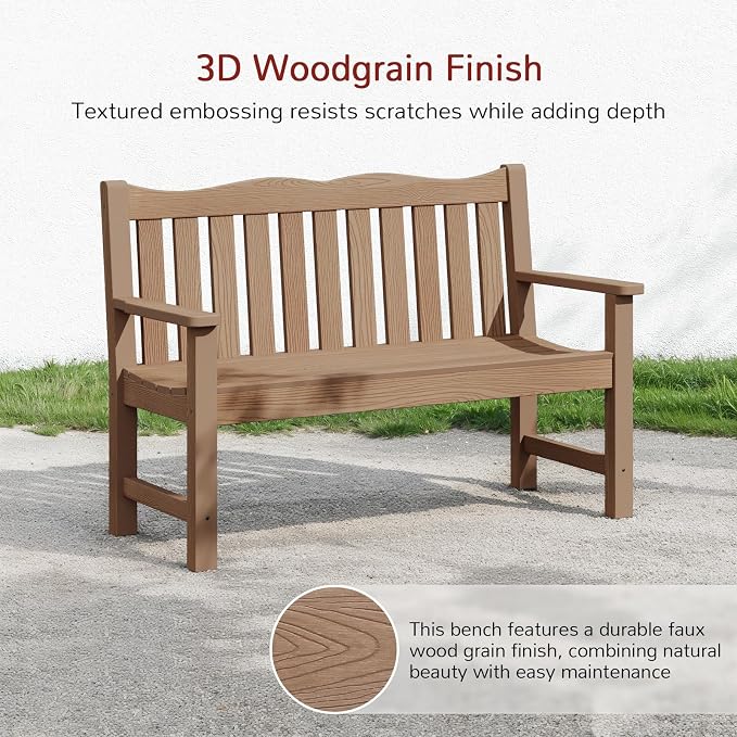 Stoog All-Weather Outdoor Bench, 2-Person Poly Lumber Garden Bench - Image 7