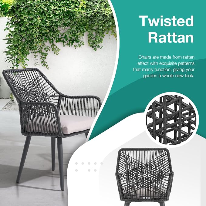 Patiorama 5-Piece Patio Dining Set, Outdoor Dining Table Chair Set, All-Weather - Image 5