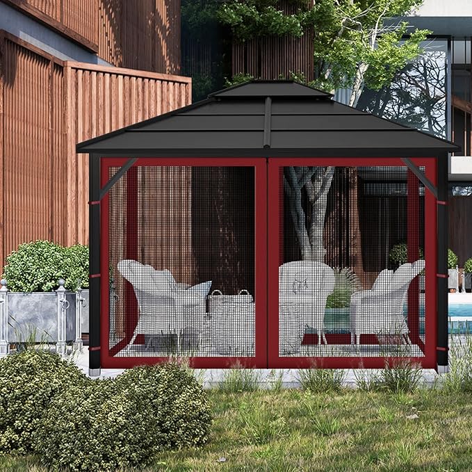 Gazebo Replacement Mosquito Netting Outdoor Universal Gazebo Canopy 4-Panels - Image 7