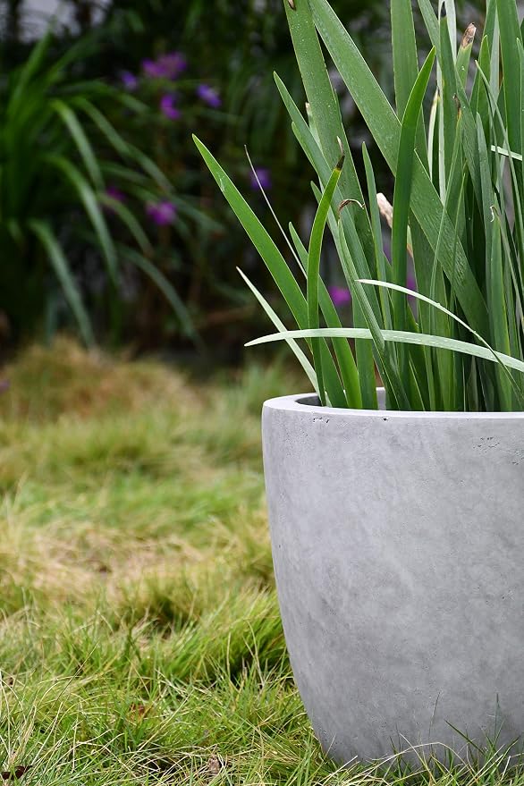 Kante 18 Inch Dia Round Concrete Planter, Indoor Outdoor Large Plant Pot - Image 21