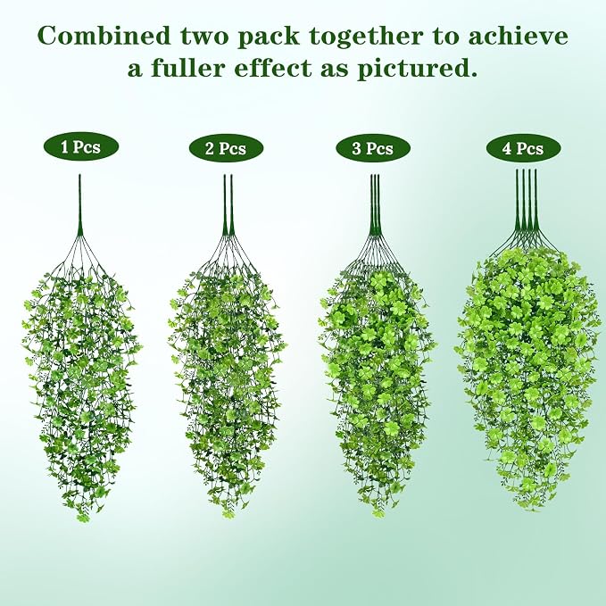 Waipfaru Artificial Hanging Four-leaf clover, Faux Ivy Pothos Vines Greenery - Image 6