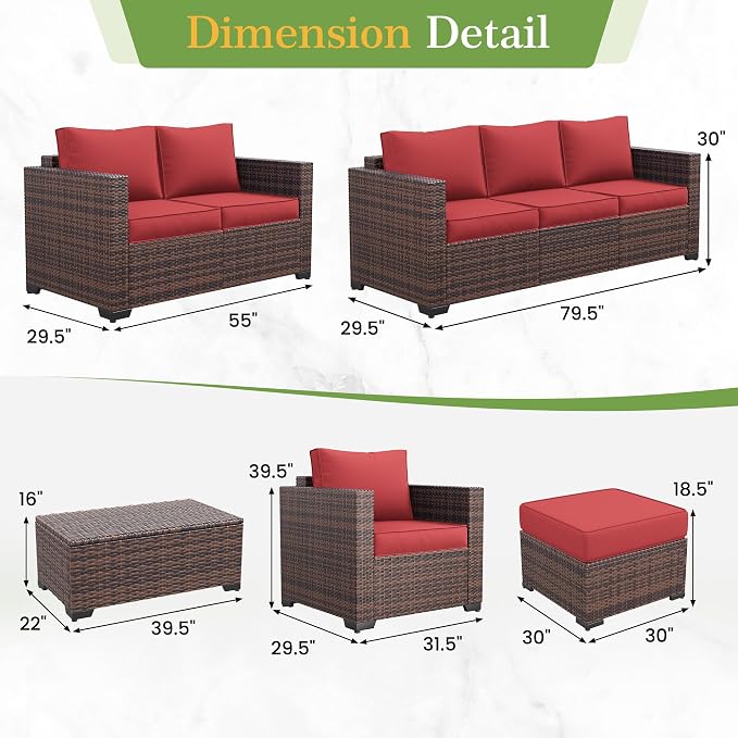 Amopatio Wicker Outdoor Sofa & Patio Couch Set - Image 2