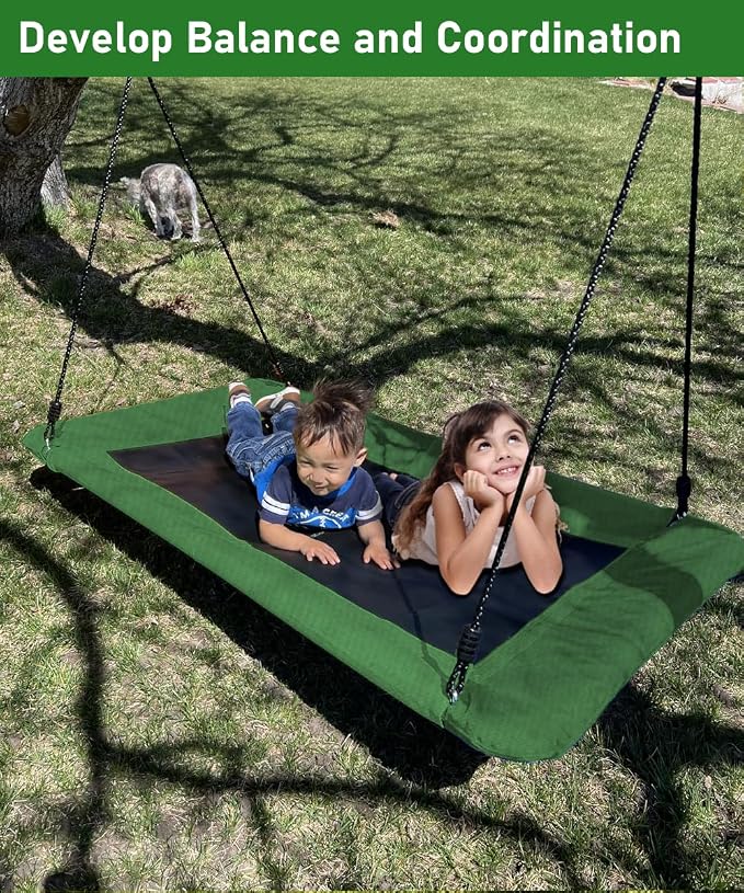 40" Retangular Tree Swing for Kids & Adults, Adjustable Platform Swing - Image 7