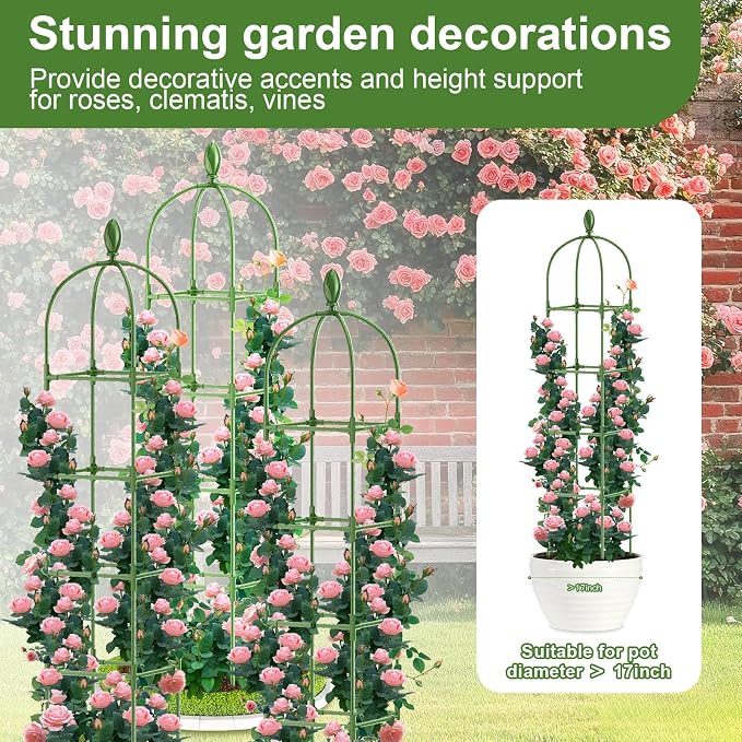 2 Pack Garden Obelisk Trellis, 70IN Tall Plant Support - Image 6