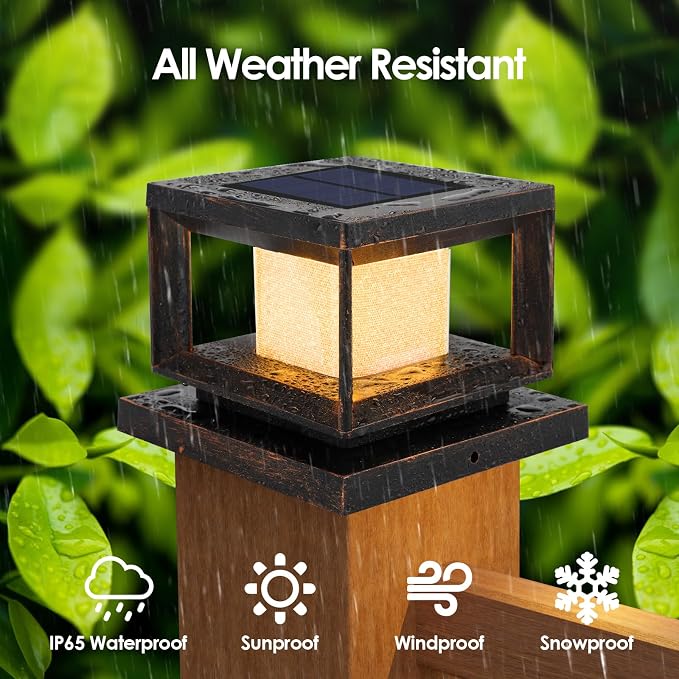 Mlambert 8 Pack Solar Post Lights Outdoor, Waterproof Fence Cap Lights - Image 3