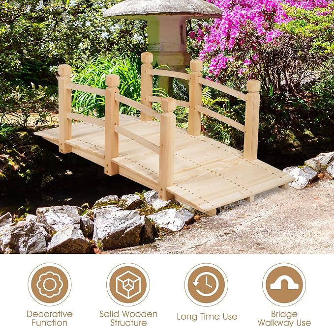 Wooden Garden Bridge, Outdoor Arched Walkway - Image 7
