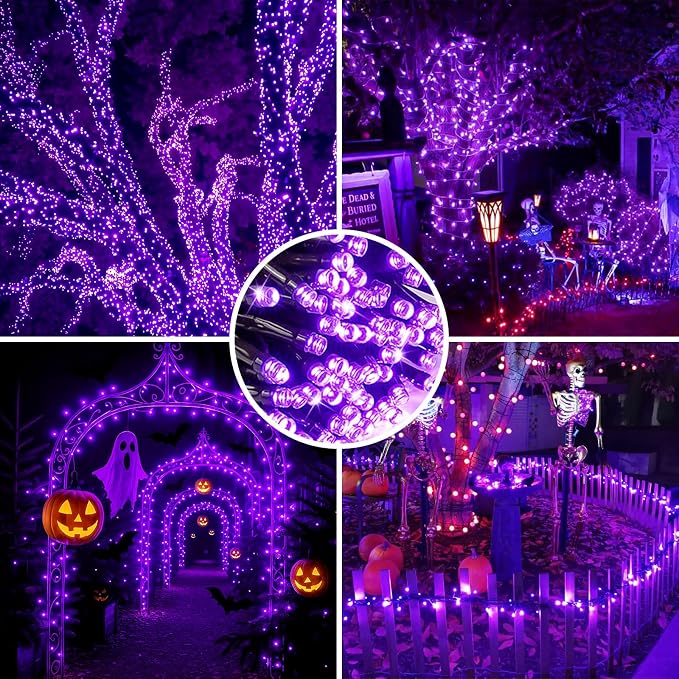 4 Pack Purple Solar Halloween Lights Outdoor Waterproof, 180FT 320 LED Solar - Image 7