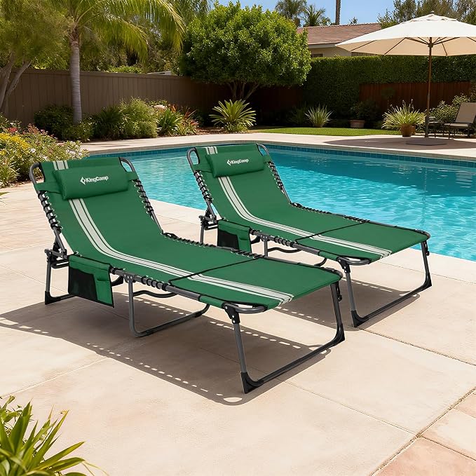KingCamp 2 Pack Folding Lounge Chair Outdoor, Tanning Chair - Image 2