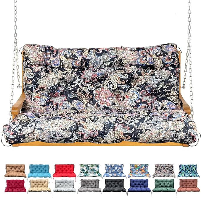 Porch Swing Cushion with Backrest, Waterproof Bench Cushion by NANGELRN