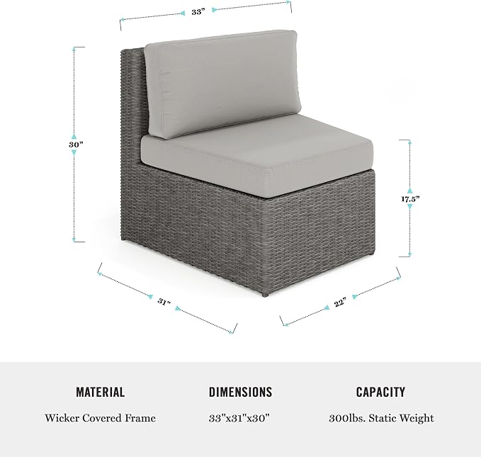 Martha Stewart Bedford Indoor-Outdoor Modular Patio Curved Sectional Sofa Seat - Image 3